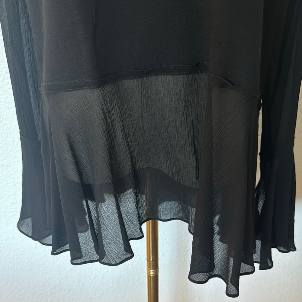 Theory Long Sleeve Blouse with Silk Peplum Hem size Large - Picture 6 of 16